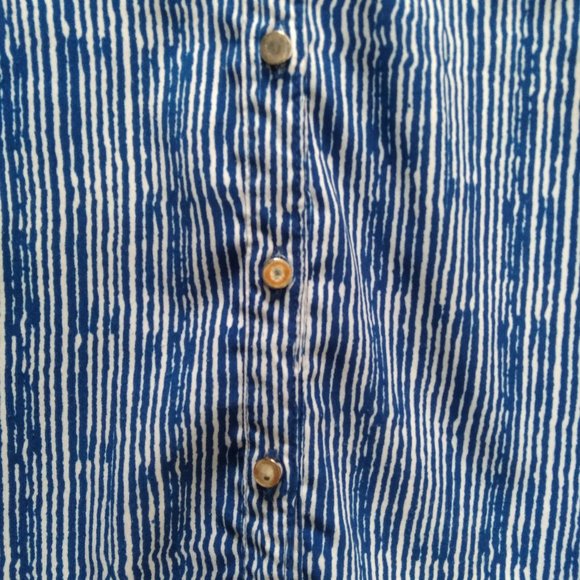 NOTATIONS blue white v neck button up shirt blouse SZ XL - Picture 3 of 11